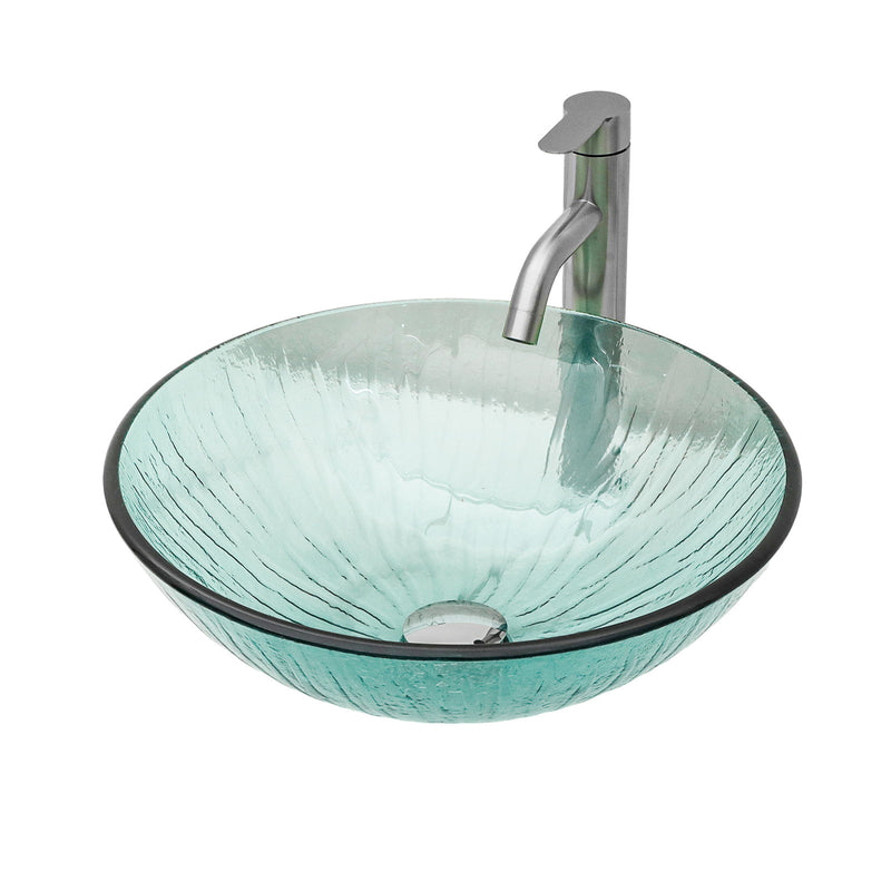 Vessel Sink With Trim, Round Bowl, Pop Up Drain (No Faucet) - Green