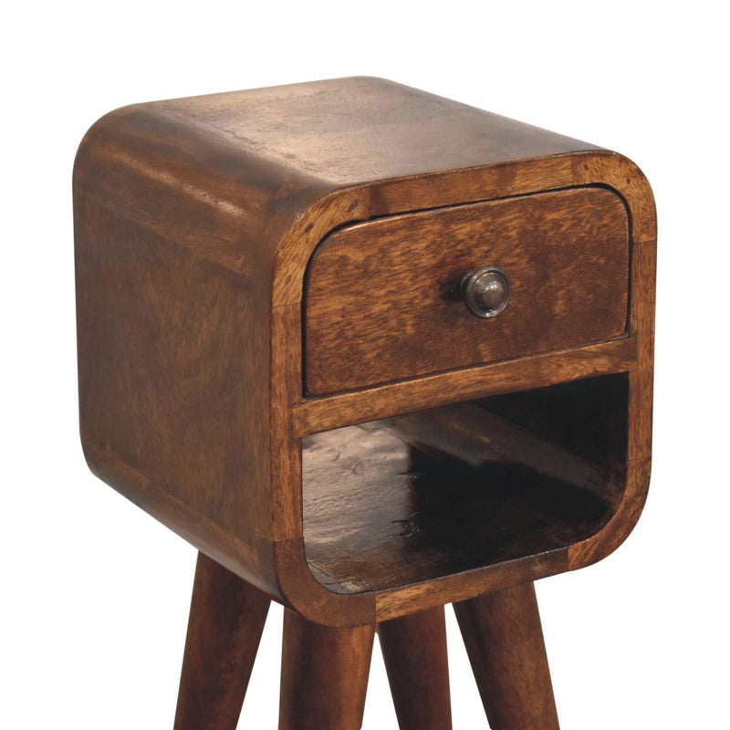 Mini California Curved Nightstand Wth Lower Slot