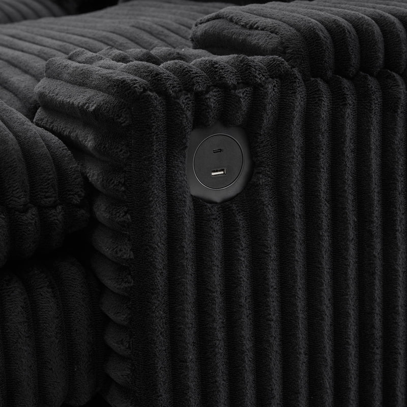 Convertible Loveseat Sofa With Storage, USB Ports, Cup Holders