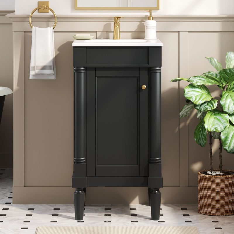 French Style Bathroom Cabinet With Sink, Adjustable Shelf