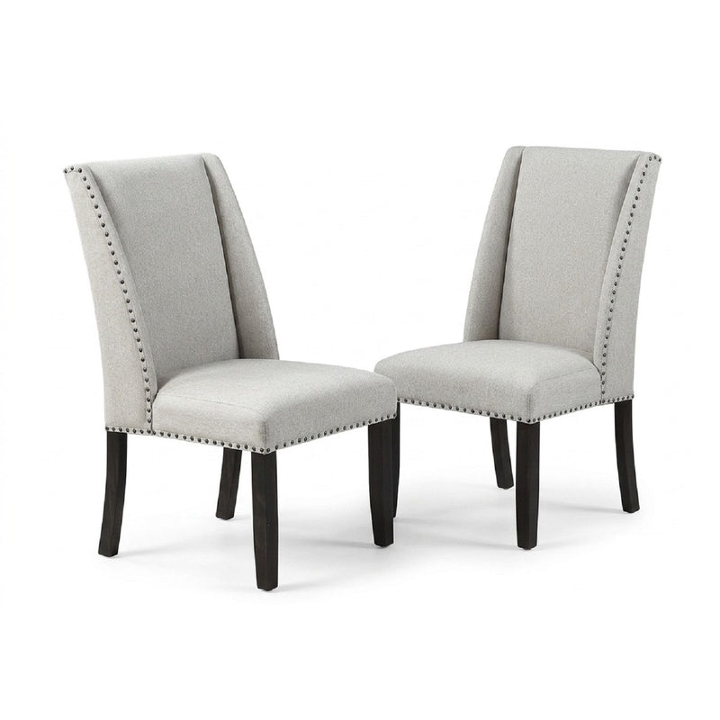 Upholstered Wingback Dining Chairs With Nailhead Trim (Set of 2) - Antique Black