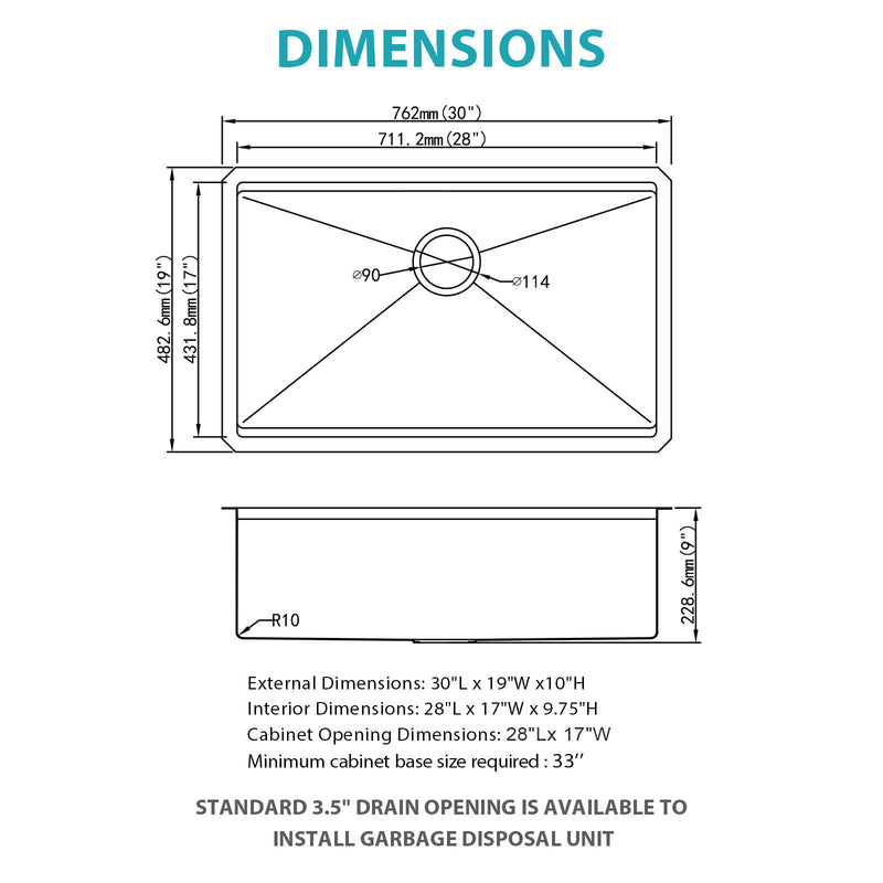 Stainless Steel Undermount Kitchen Sink With Workstation