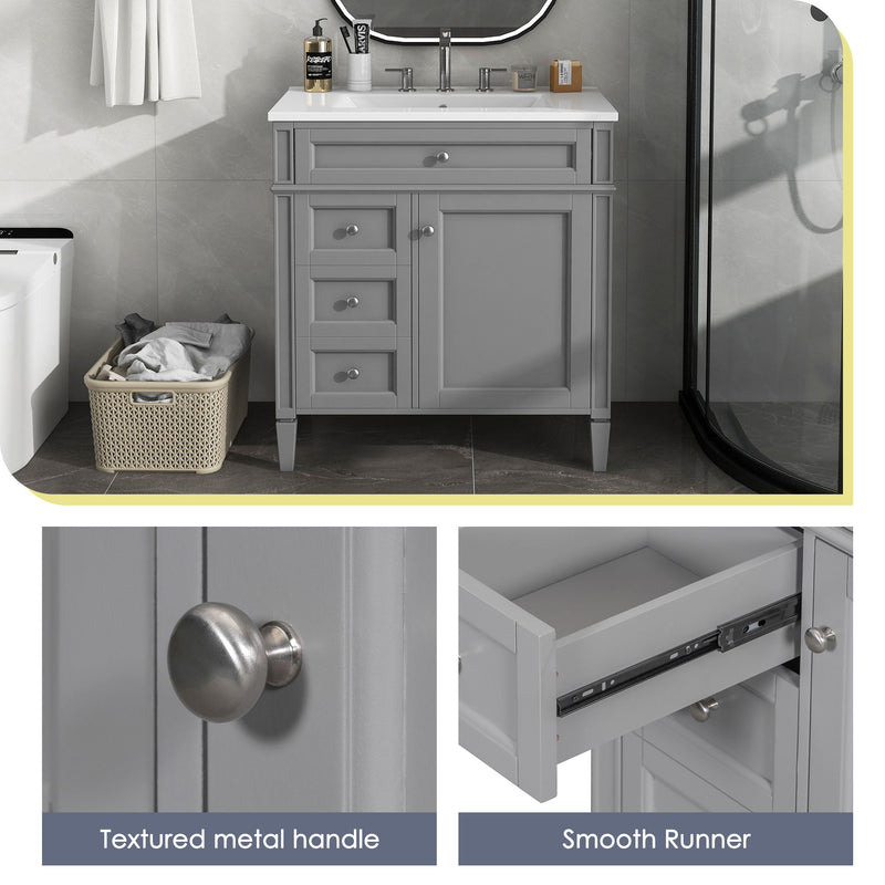 Bathroom Vanity With Top Sink, Storage Cabinet With 2 Drawers, Tip Out Drawer