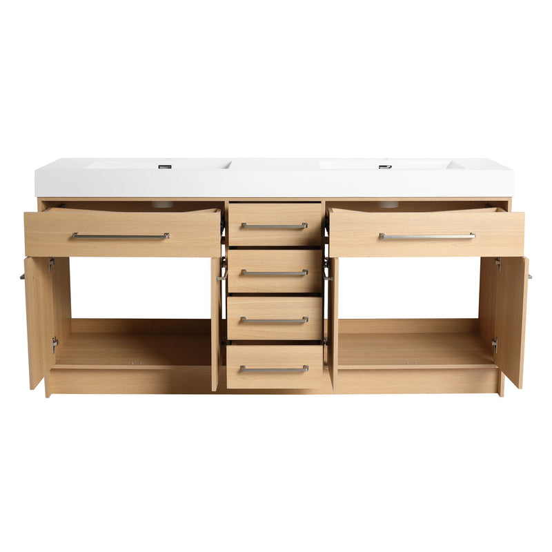 Freestanding Bathroom Vanity With Resin Sink, Soft-Closing Doors And Drawers