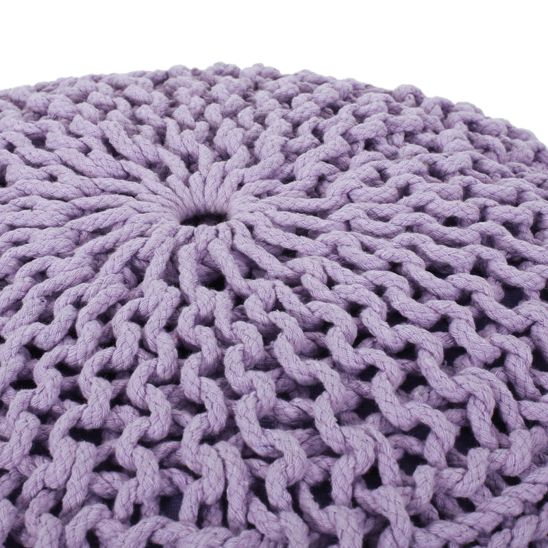 Bordeaux - Knitted Round Pouf Ottoman