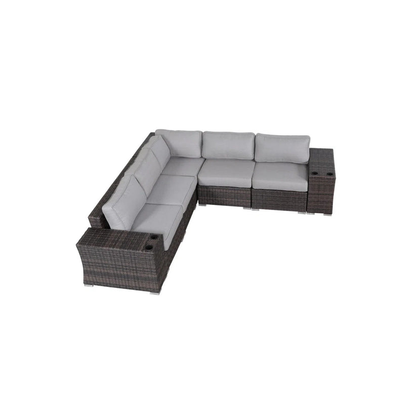 Rattan Sectional Sofa Set With Cushions