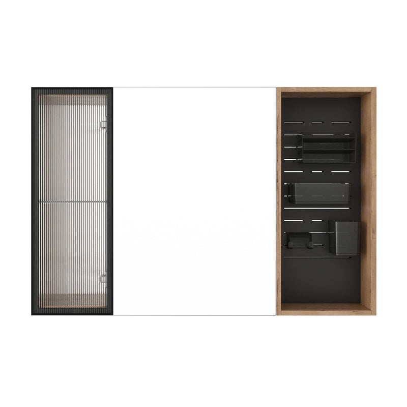 Wall Mounted Bathroom Cabinet, Adjustable Shelves Storage Cabinet - Imitative Oak