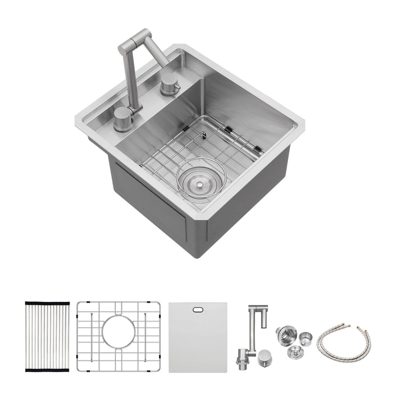Modern Undermount Bar Sink With Folding Faucet