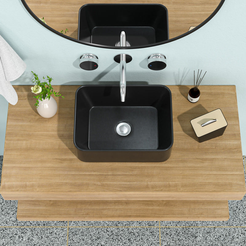 Sleek Ceramic Rectangular Vessel Bathroom Sink