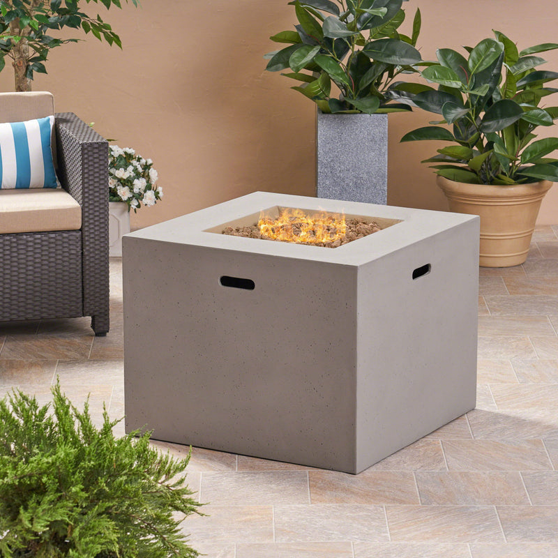 Outdoor Patio Square Gas Burning Concrete Fire Pit 40, 000 Btu