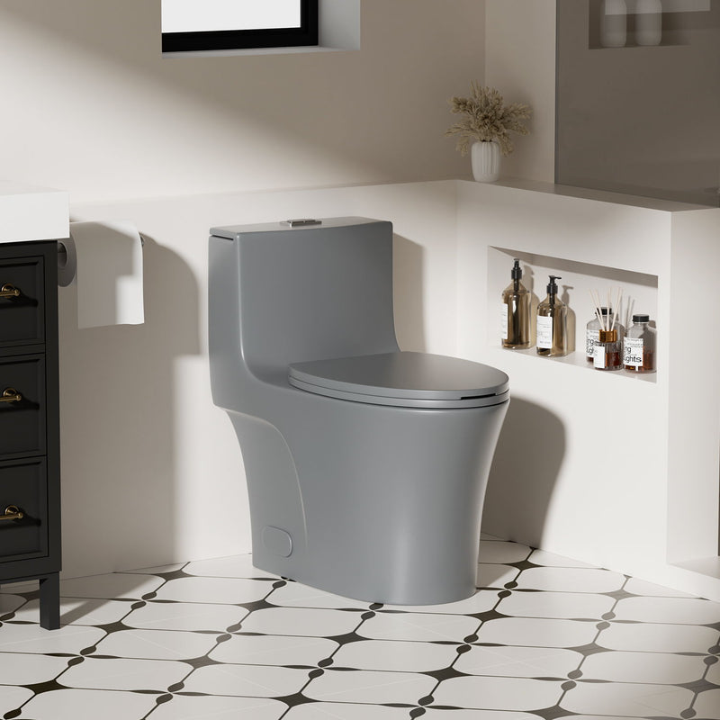 1 Piece Toilet With Dual Flush And Soft Closing Seat