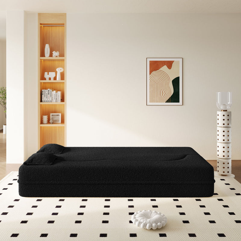 Modern Floor Sofa With 2 Pillows, Twin Size For Living Room