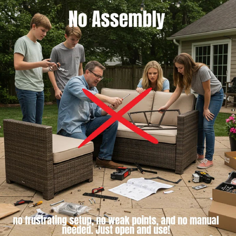 4 Piece Wicker Outdoor Seating Group With Cushions - Gray Mix