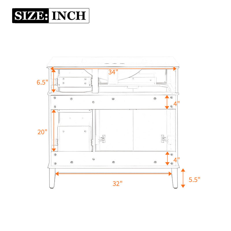 Modern Bathroom Vanity With Sink, Soft Close Doors, 4 Storage Drawers
