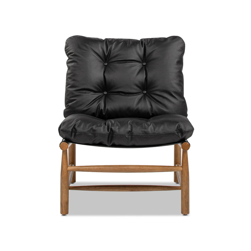 Oxford Leather Mid-Century Modern Accent Chair - Noir Black