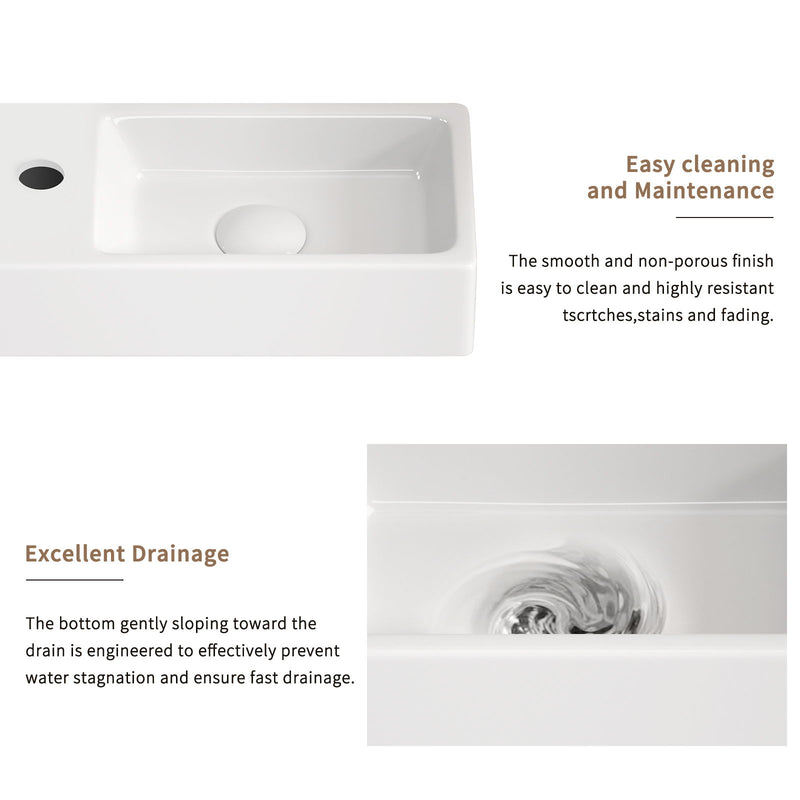 Wall Mounted Bathroom Sink With Faucet And Drain