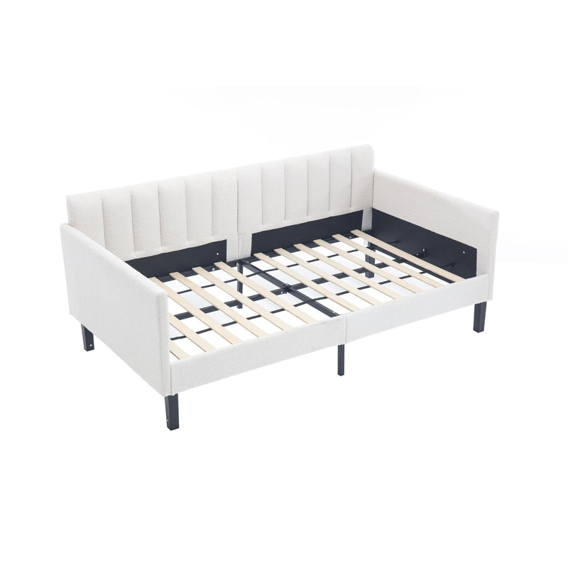 Elena - Boucle Upholstered Daybed, Ribbed Tufted Backrest