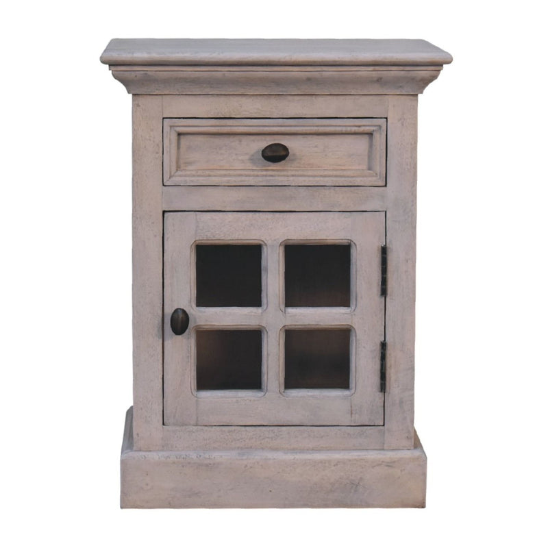Glazed Bedside Table - Stone White