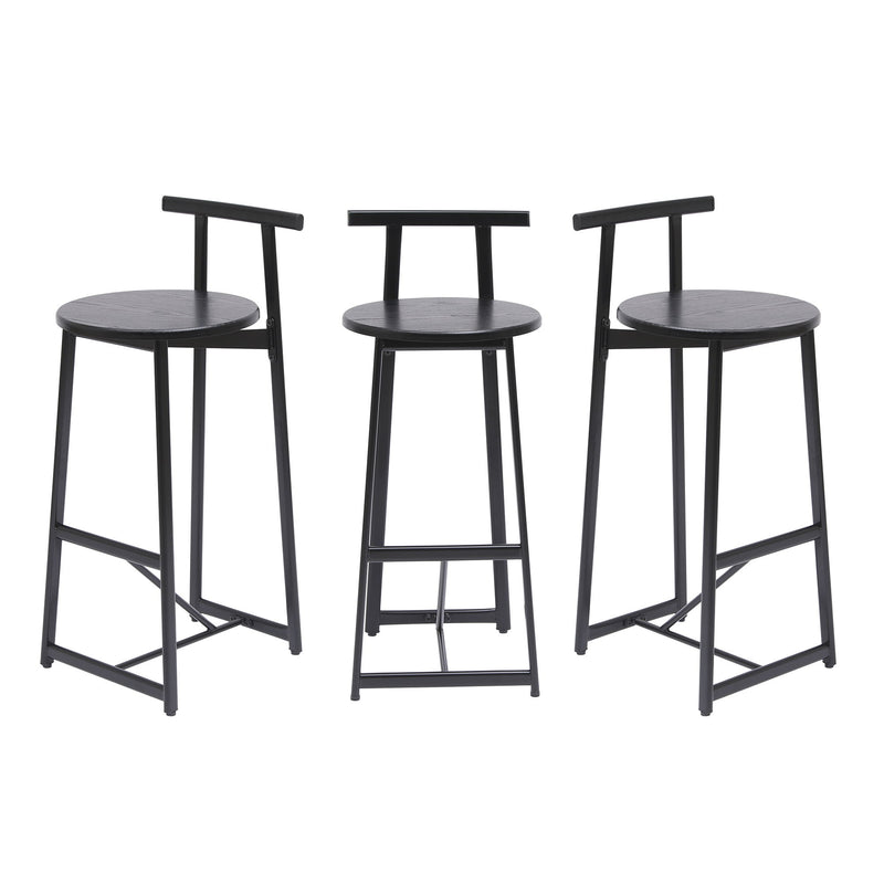 Modern Bar Stools With Backrest For Kitchen (Set of 3)