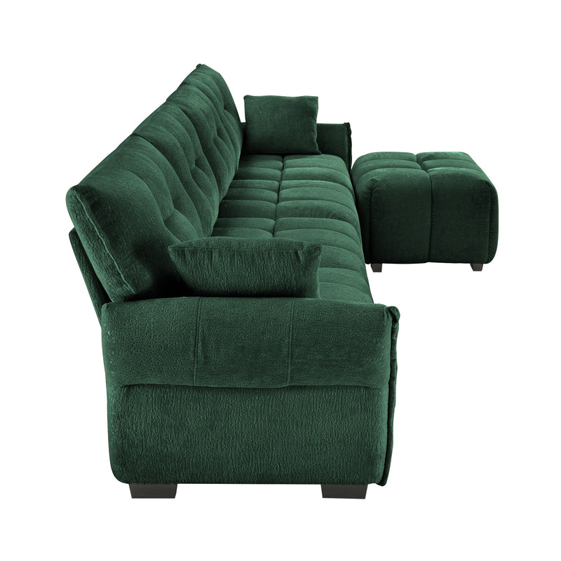 Sofa Set With Ottoman And Pillows, Textured, High Resilience Cushions