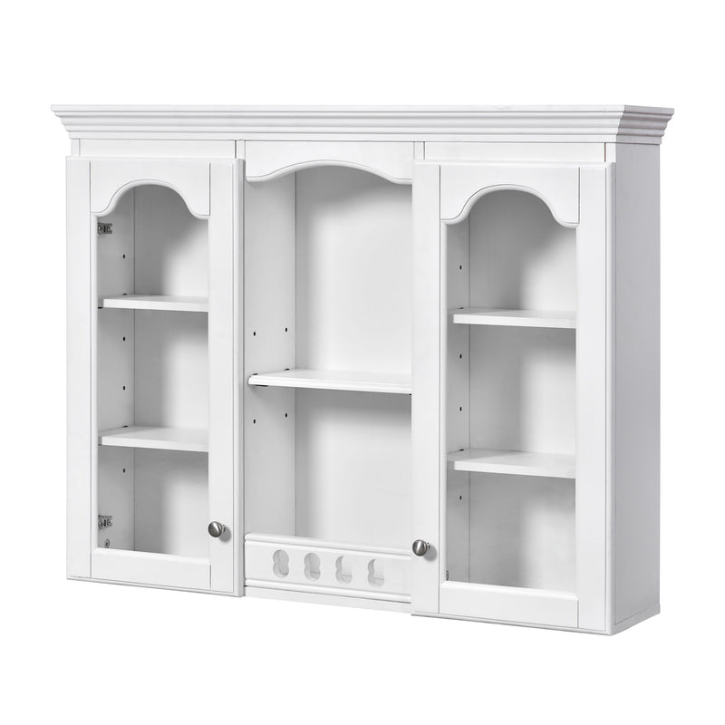 Wall-Mounted Medicine Cabinet With 2 Glass Doors, Adjustable Shelves - White