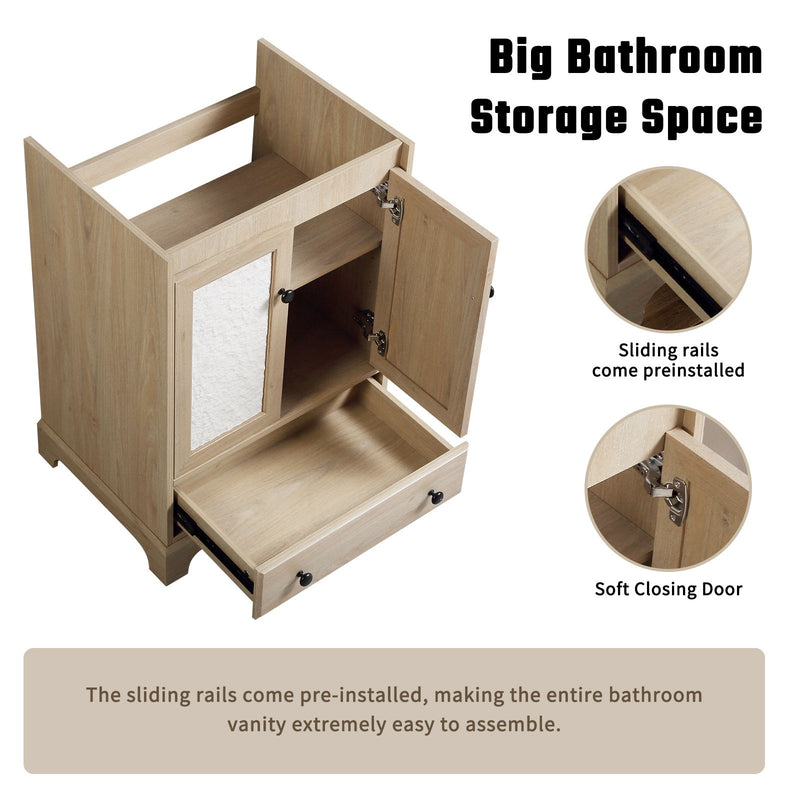 Bathroom Vanity With Basin, 1 Drawer Free Standing Storage - Brown