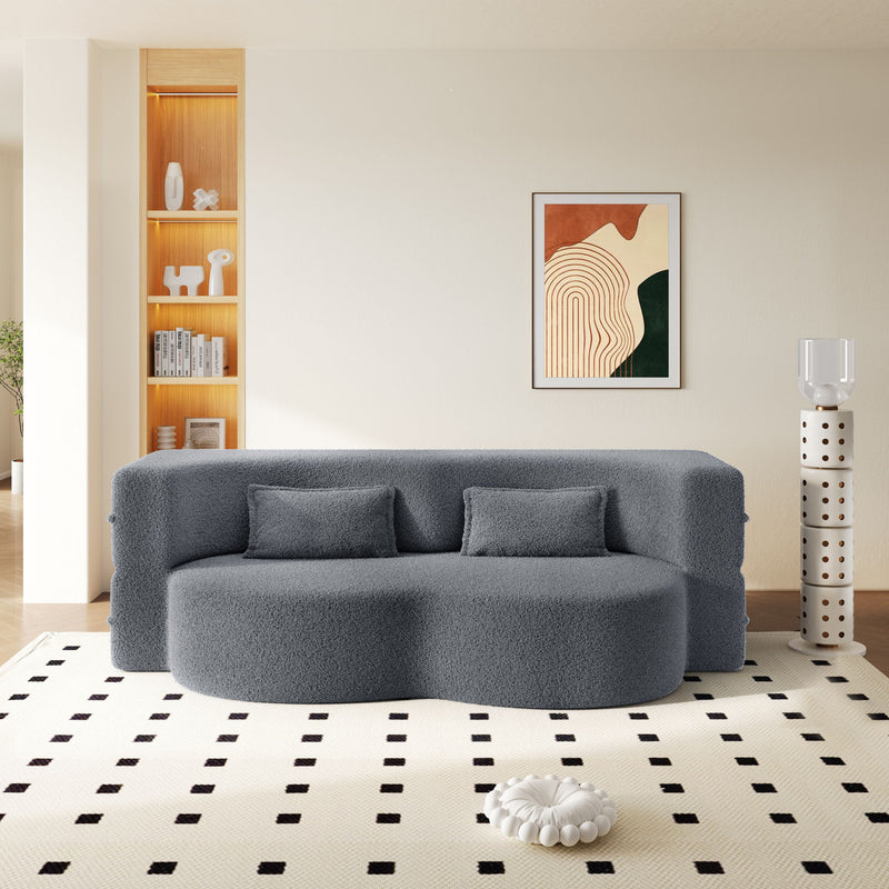 Modern Floor Sofa With 2 Pillows, Twin Size For Living Room