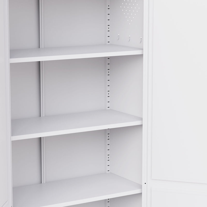 Kitchen Pantry Cabinet With Doors, Heavy-Duty Freestanding Storage Organizer With 5 Adjustable Shelves, Tool Free Assembly - White