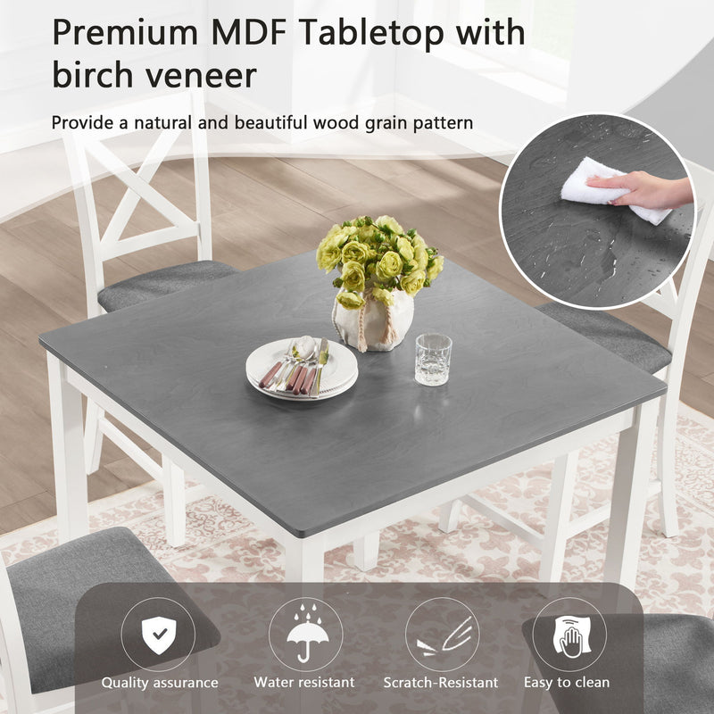 5 Piece Counter Height Dining Table Set With 4 Chairs