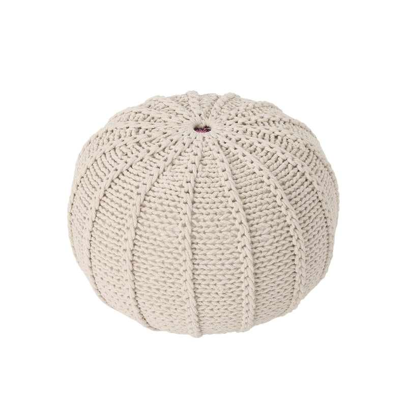 Bordeaux - Knitted Round Pouf Ottoman And Floor Cushion