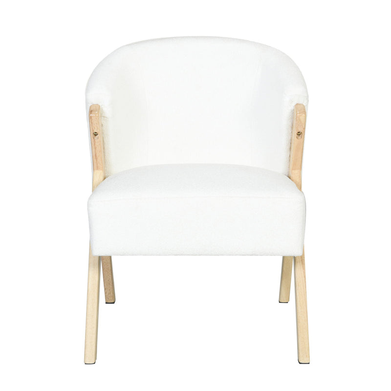 Modern Accent Chair With Polyester Upholstery And Minimalist Lounge Chair For Living Room, Bedroom, Or Office - White