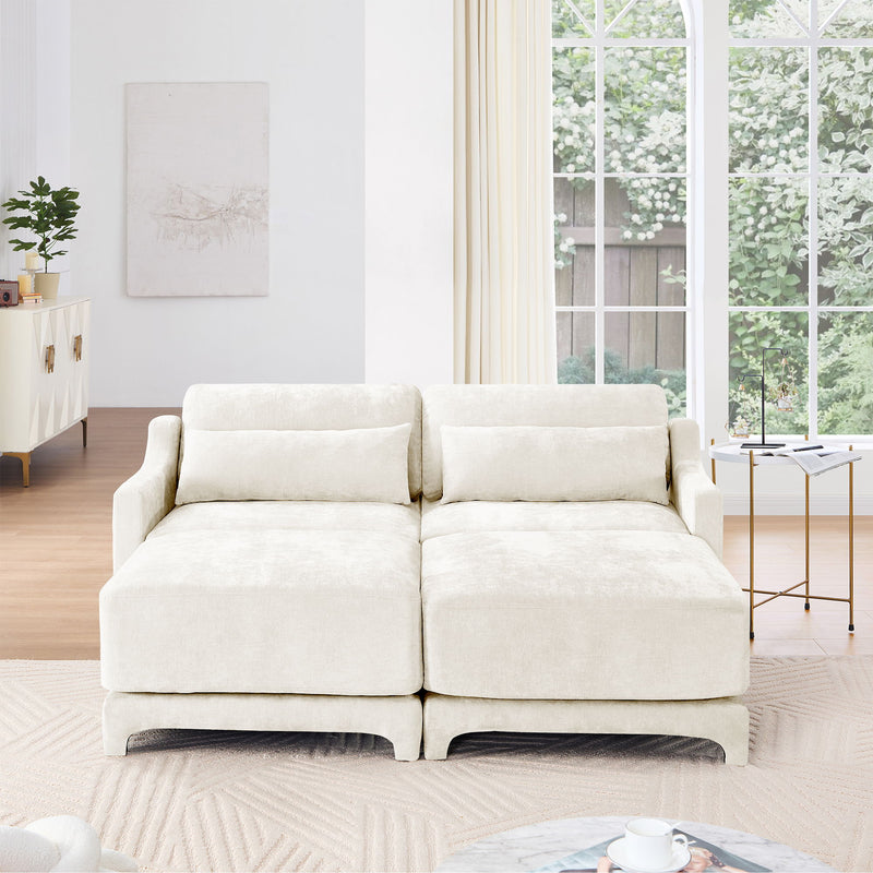 Stylish Sofa With Ottoman And Lumbar Pillows, Ergonomic Design