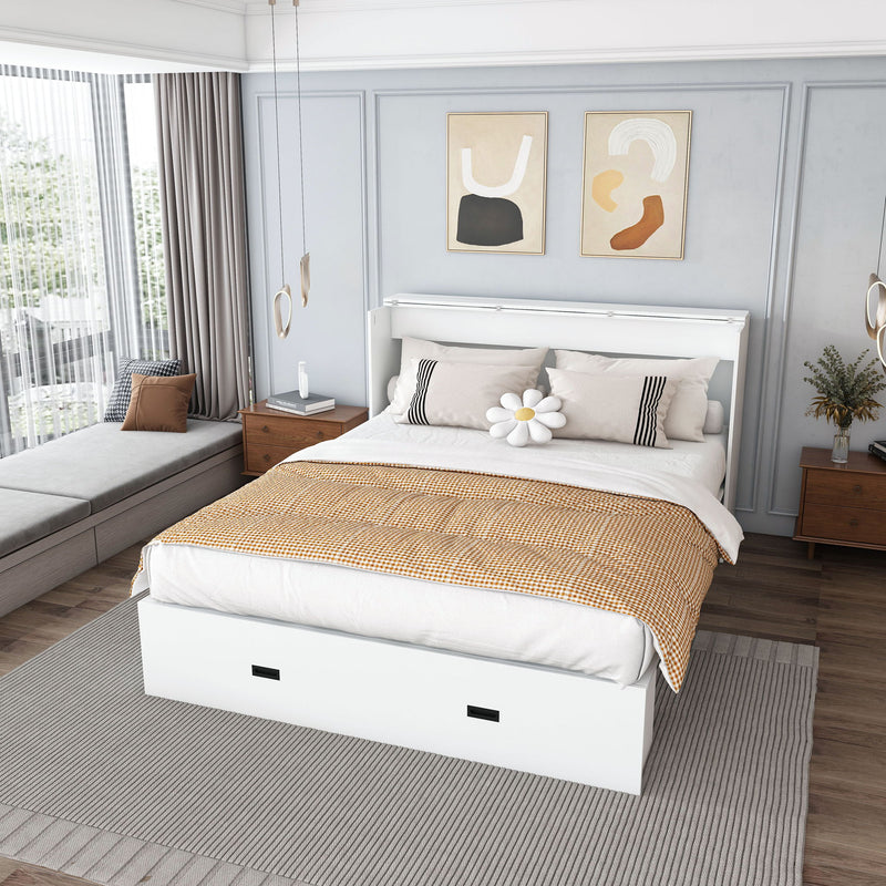 Full Murphy Bed With Storage Drawers, Charging Station, Foldable Panels, And Silent Swivel Wheels