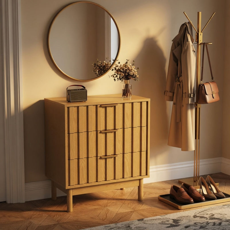 Fluted 3 Drawer Dresser