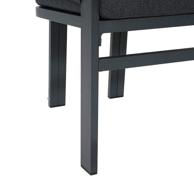 7 Piece Outdoor Dining Set & Table And 6 Chairs - Black / Gray / Teak