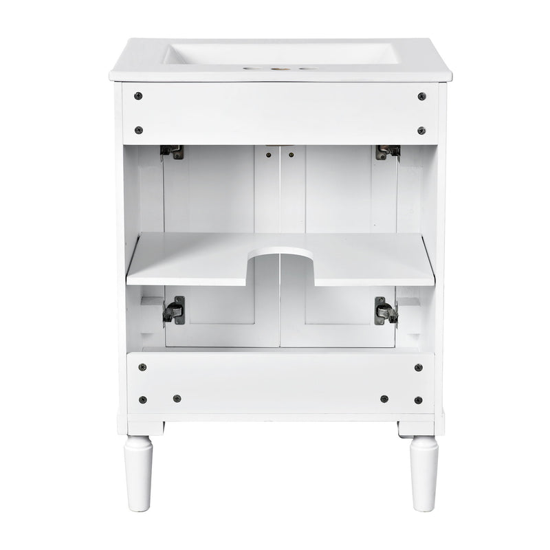 Bathroom Vanity With Top Sink, 2 Tier Storage Cabinet