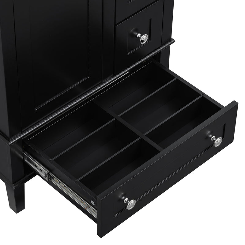 Bathroom Vanity With Integrated Basin, Soft Close Drawers, Door Mounted Double Layer Shelf