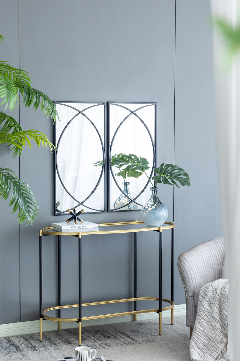 Rectangular Wall Mirrors With Frame, Home Decor For Living Room Bedroom Entryway - Black
