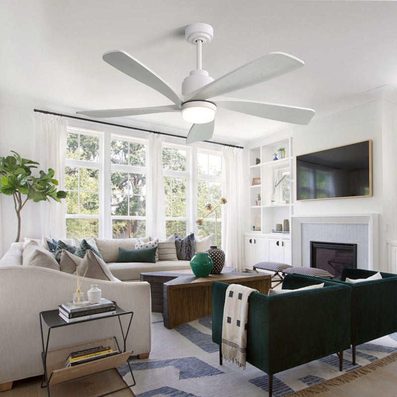 52" Ceiling Fan With Dimmable LED Light, 5 Blades, Reversible DC Motor, Smart Remote Control - White