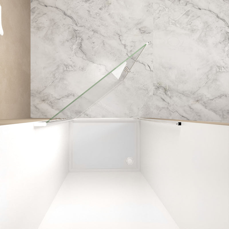 Shower Door With Explosion Proof Safety Film, Half Frame Design - Brushed Nickel