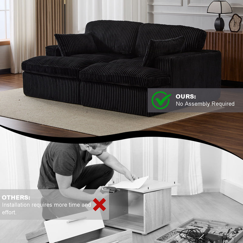 Double Chaise Lounge Chair, Oversized Upholstered Sleeper Cloud Couch