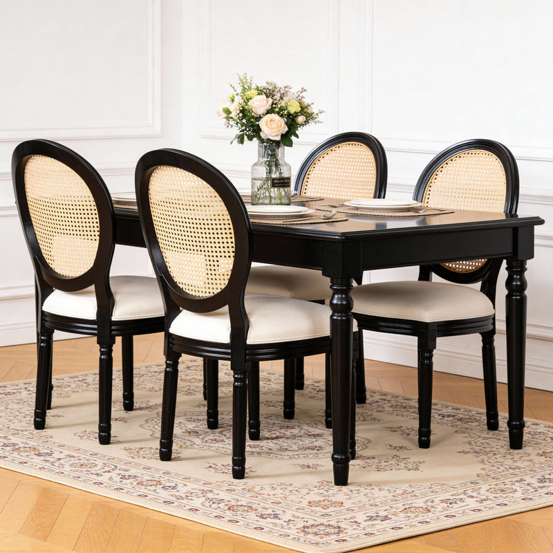 Dining Chairs, Upholstered With Round Back (Set of 2) - Black
