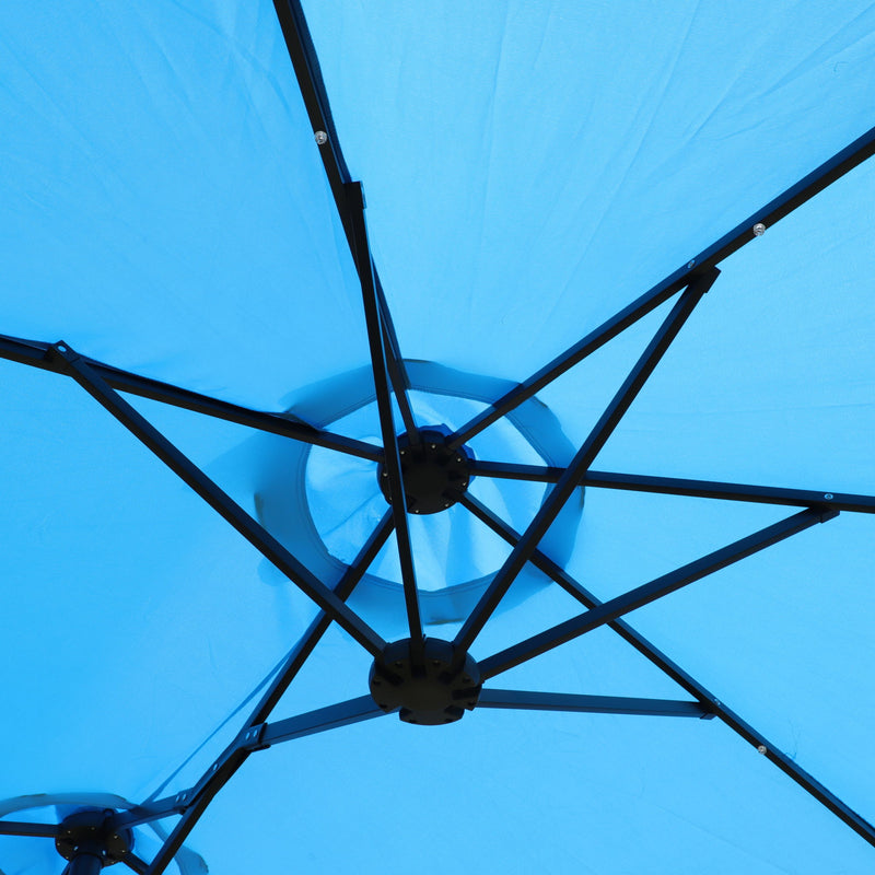 Double- Sided Outdoor Market Umbrella With Lights And Base