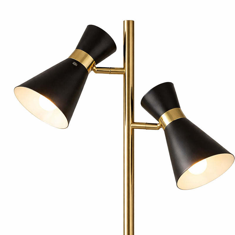 Axis - Floor Lamp With 4 Way Switch Double Spots With Base - Black / Gold