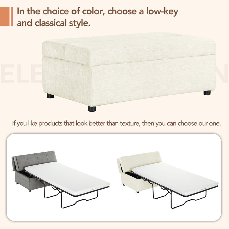 Twin Size Folding Ottoman Sleeper Bed With Mattress Convertible Guest Bed