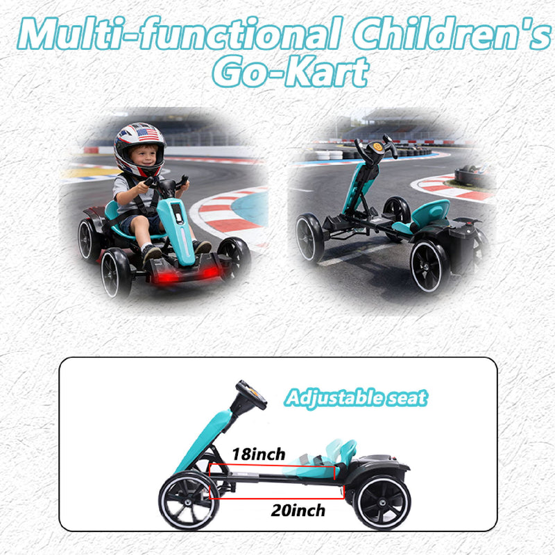 Electric Kids Pedal Go Kart With Adjustable Seat, Foldable Design