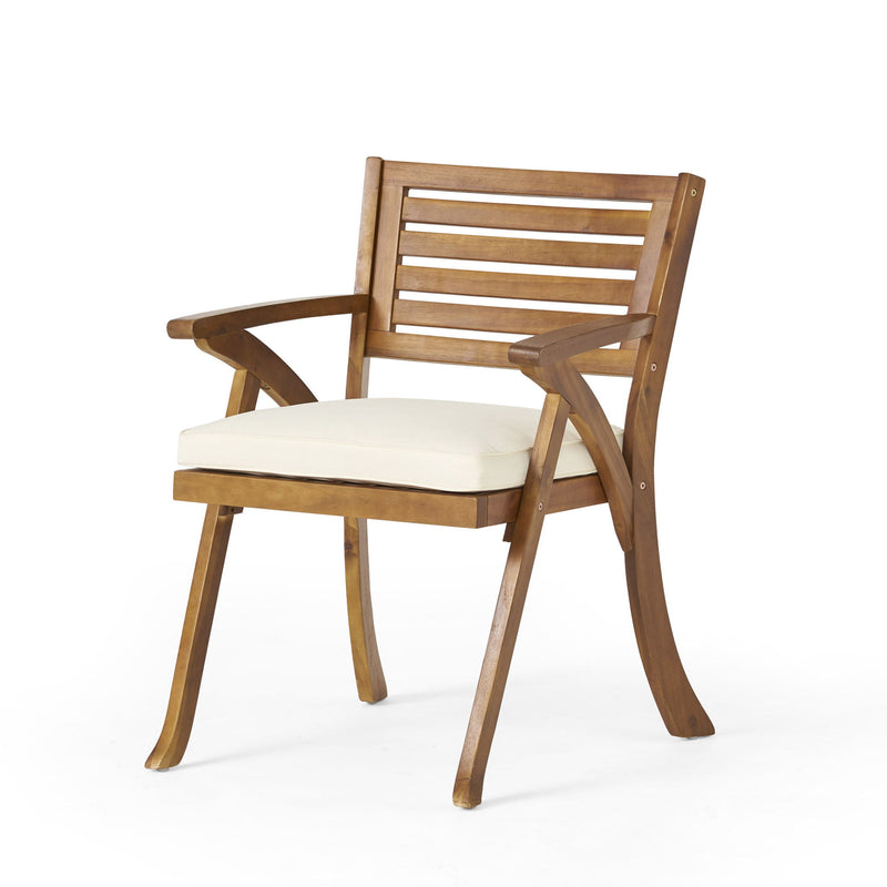 Outdoor Hermosa 5 Piece Wood Dining Set With Cushions - Teak / Beige