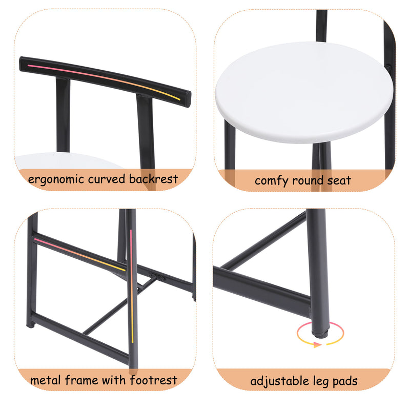 Modern Bar Stools With Backrest For Kitchen (Set of 3)