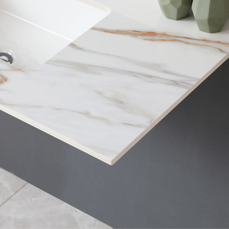 Vanity Top With Undermount Sink And Backsplash, Sintered Stone