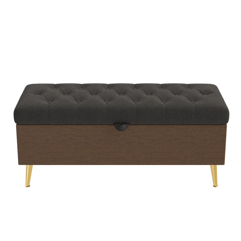 Modern Tufted Storage Ottoman Bench With Metal Legs